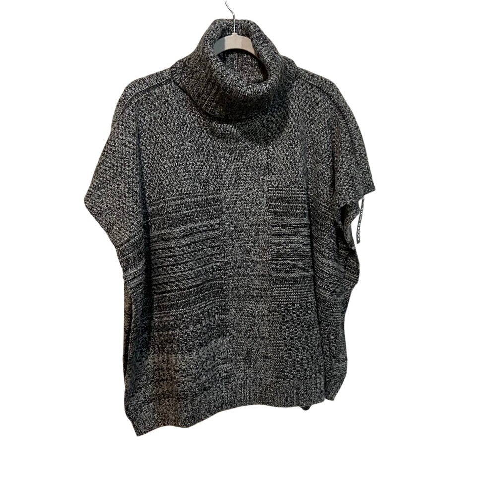 Steve Madden Women Turtleneck Poncho Cape One Size Fits‎ Most Grey Casual Chunky